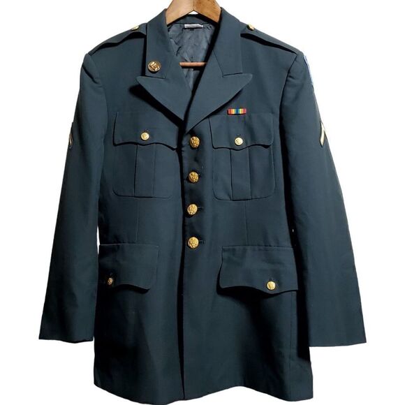 VNTG Maryland Manufacturing Co Mens Army Blazer Size 41 Short Dacron Wool Blend - Picture 1 of 14